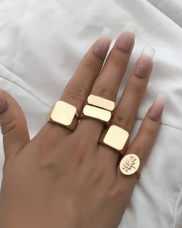 Gold Chunky Rings Set 2