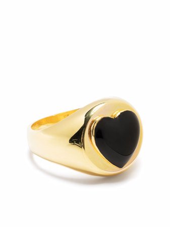 Wilhelmina Garcia sterling heart-motif signet ring - FARFETCH