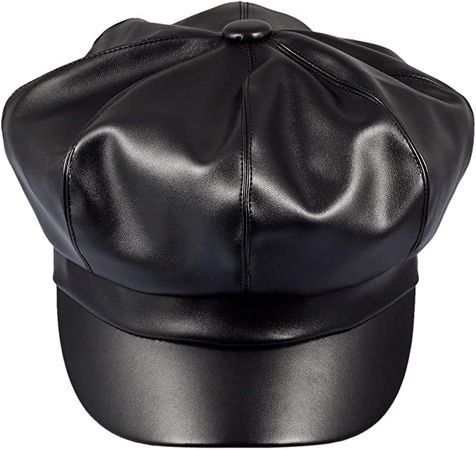Samtree Women Newsboy Hats, Visor Beret Cabbie Hat 8 Panel Ivy Cap PU Leather (Red) at Amazon Women’s Clothing store