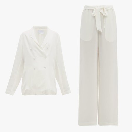 Asceno double-breasted silk pajama blazer and pants