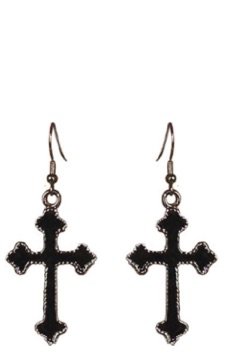 y2k black cross earrings