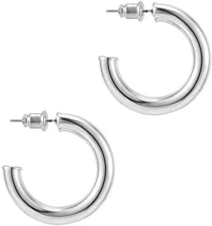 Amazon.com : women's small silver hoops