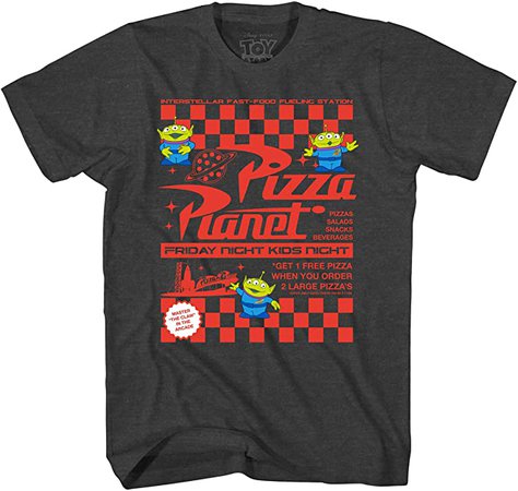 Amazon.com: Disney Toy Story Pizza Planet Flyer Men's Adult Graphic Tee T-Shirt (Charcoal Heather, X-Large): Clothing