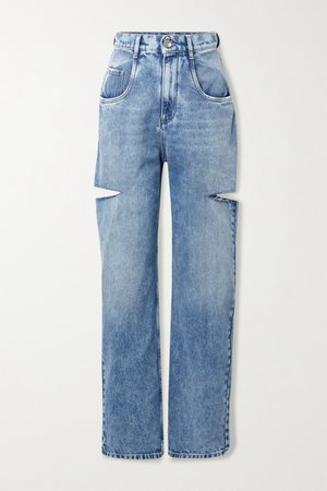 Blue Cutout distressed high-rise wide-leg jeans | Maison Margiela | NET-A-PORTER
