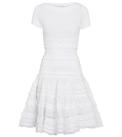 Alaïa - Ruffle-trimmed cotton-blend minidress | Mytheresa