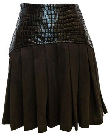 Vhny Black Leather Pleated Skirt
