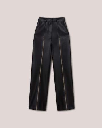 LUCEE - Vegan leather merrow-stitch straight-leg trousers - Black - Nanushka