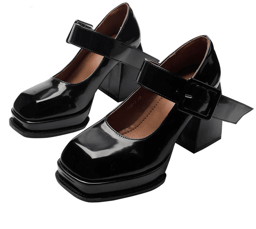 square mary jane heels