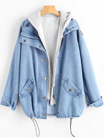 [56% OFF] [HOT] 2019 Button Up Denim Jacket And Hooded Vest In LIGHT BLUE | ZAFUL NZ