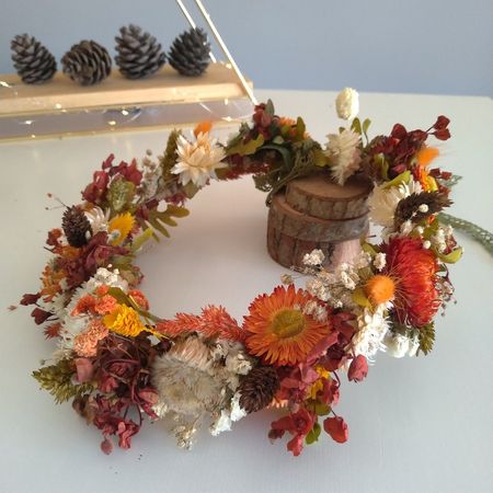 Orange Dried Flower Crown Wedding Hair Accessory Bridesmaid - Etsy