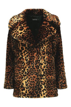 Leopard Faux Fur Coat | Boohoo brown