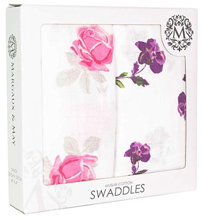 Amazon.com: Margaux & May Swaddle Blanket Set"Pink & Purple Flowers" Soft Muslin Swaddle Blankets 47” x 47” Large Receiving Blanket for Girls - Perfect Baby Shower Gift: Margaux & May