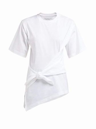 Marques'almeida - Knot Detail Cotton Jersey T Shirt - Womens - White