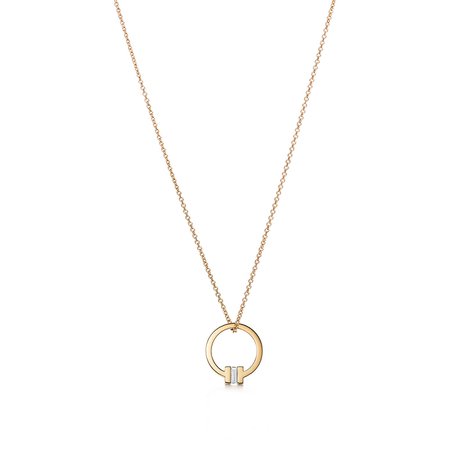 Tiffany T square pendant in 18k gold with a baguette diamond. | Tiffany & Co.
