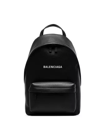 Balenciaga Black Everyday Logo Leather Backpack - Farfetch