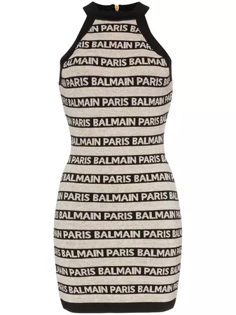 Balmain high-necked Logo Halter Dress - Farfetch