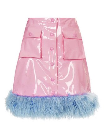 Pink and blue fluffy hem skirt