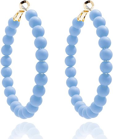 Amazon.com: ZENZII Colorful Beaded Big Circle Hoop Fashion Earrings for Women (Light Blue): Clothing, Shoes & Jewelry