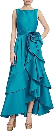 Badgley Mischka Cascading Ruffle Gown with Rosette Detail at Amazon Women’s Clothing store