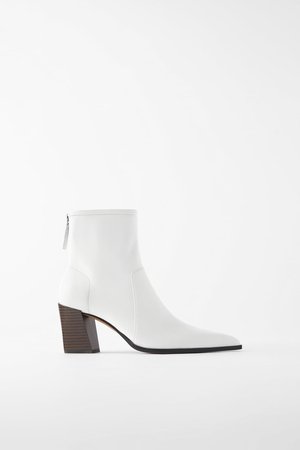 SOFT LEATHER HIGH HEELED ANKLE BOOTS - White sandals-Sandals-SHOES-WOMAN | ZARA United States