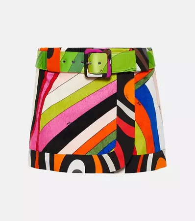 Printed Cotton Wrap Miniskirt in Multicoloured - Pucci | Mytheresa
