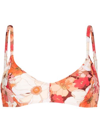 Peony Wallflower Floral Bikini Top | Farfetch.com