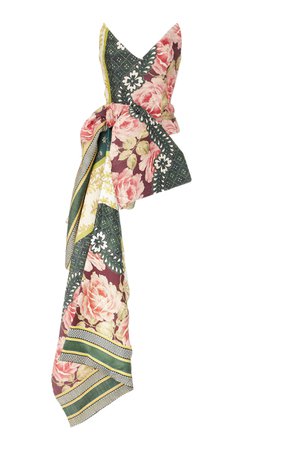 Strapless Floral Print Bustier Drape Top by Oscar de la Renta | Moda Operandi