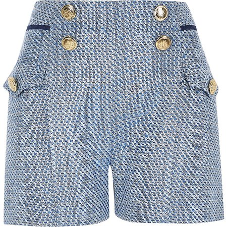Blue boucle button front shorts | River Island