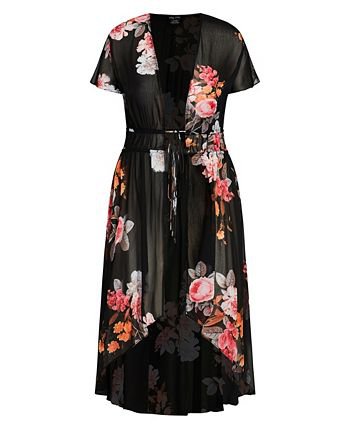 City Chic Trendy Plus Size Floral Crush Kimono & Reviews - Tops - Plus Sizes - Macy's