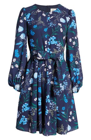 Eliza J Floral Print Long Sleeve A-Line Dress | Nordstrom