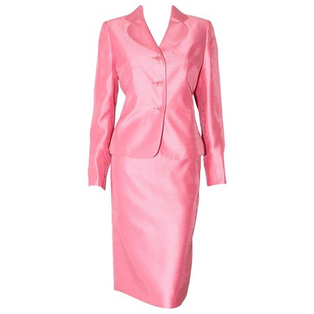 Prada Primavera Pink Blossom Skirt Suit For Sale at 1stdibs
