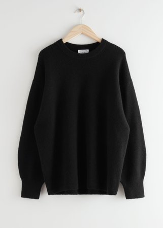 Oversized Wool Knit Jumper - Black - Sweaters - & Other Stories