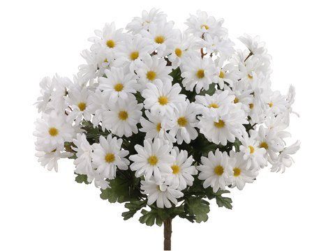 19″ Daisy Bush x24 with 72 Flowers White | Silk Flower Depot