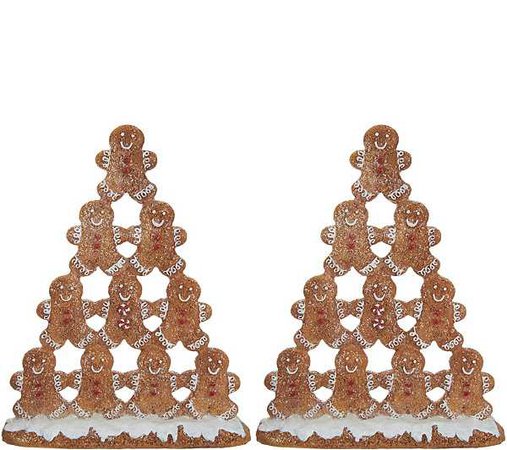Set of 2 8" Gingerbread Cookie Pyramids by Valerie — QVC.com
