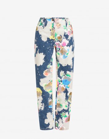 Pantalón de denim Painted and Bleached Flowers - Outfits - Prenda - Mujer - Moschino | Moschino