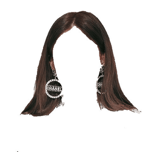 brown hair with chanel earrings png
