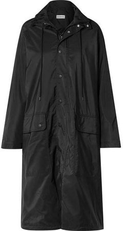 Opera Oversized Printed Reflective Shell Raincoat - Black