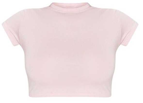 PLT basic baby pink shirt sleeve crop t shirt