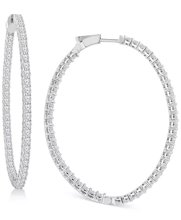 Macy's Diamond Large In & Out Hoop Earrings (9 ct. t.w.) in 14k White Gold, 2.51" & Reviews - Earrings - Jewelry & Watches - Macy's