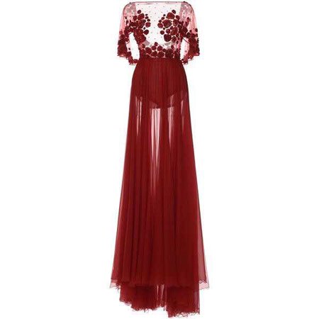 Zuhair Murad Chiffon Gown With Embroidered Cape