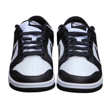 black white nike dunks sneakers shoes front view