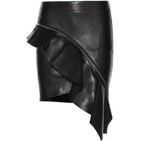 Saint Laurent Asymmetrical Lambskin Leather Miniskirt - Google Search