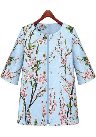 Multicolor Floral Print Trench Coat - Outerwears - Tops