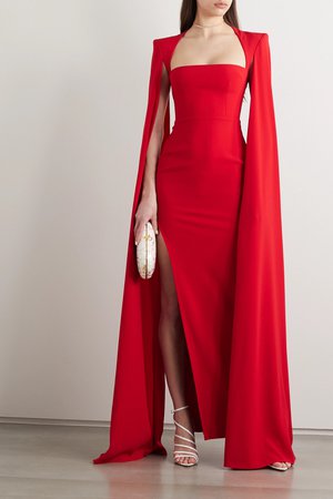 Red Laurel cape-effect crepe gown | Alex Perry | NET-A-PORTER