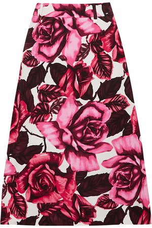 Prada | Floral-print cotton-poplin skirt | NET-A-PORTER.COM