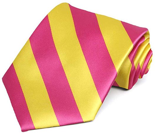 Hot Pink and Yellow Striped Tie at Amazon Men’s Clothing store:
