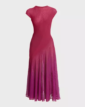 ALAIA Twisted Sheer Midi Dress | Neiman Marcus