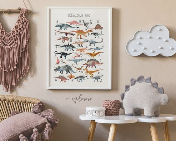 Dinosaur alphabet Printable ABC poster Dinosaur nursery art | Etsy