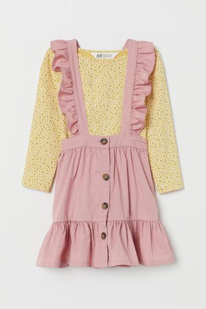 Suspender Skirt and Top - Dusty rose/yellow - Kids | H&M US