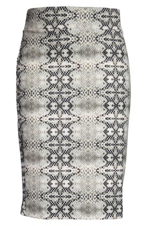 ELOQUII Snake Print Column Skirt grey